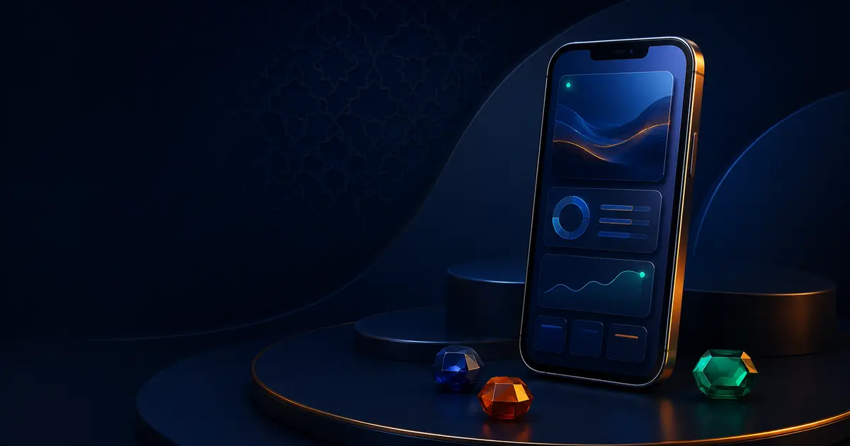 Mobile gaming information dashboard in the Daman App visual style